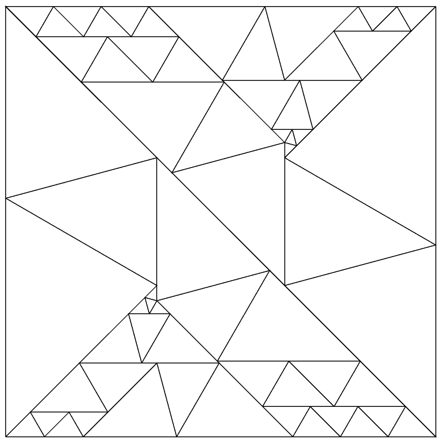 Lew Baxter's 64 triangle solution to dissecting a square into 45-60-75 degree triangles